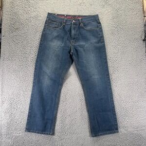 Linea Uomo Jeans Men's 34x30 Blue Cotton Denim Straight Leg Relaxed Fit Faded